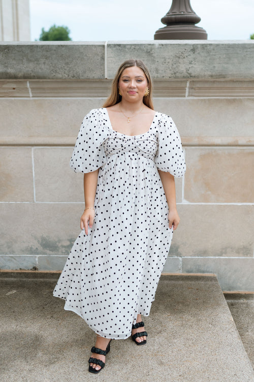 Timeless ,Feminine ,Elegant ,Charming ,Flattering, Poke Dot Dress