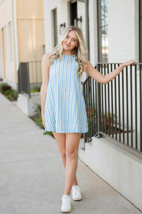 Summer Essence A-Line Dress - Blue