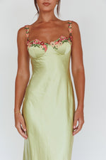 Bustier Long Satin Green Dress