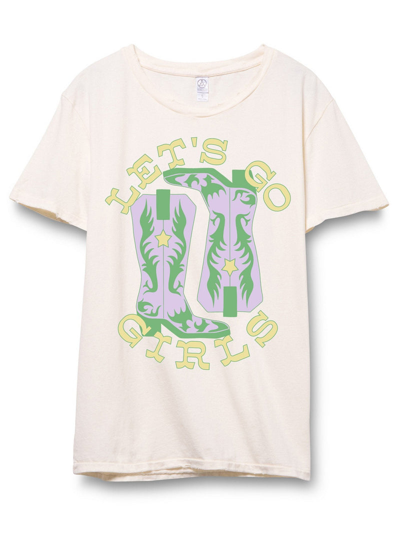 Let's Go Girls Distressed Tee - Green