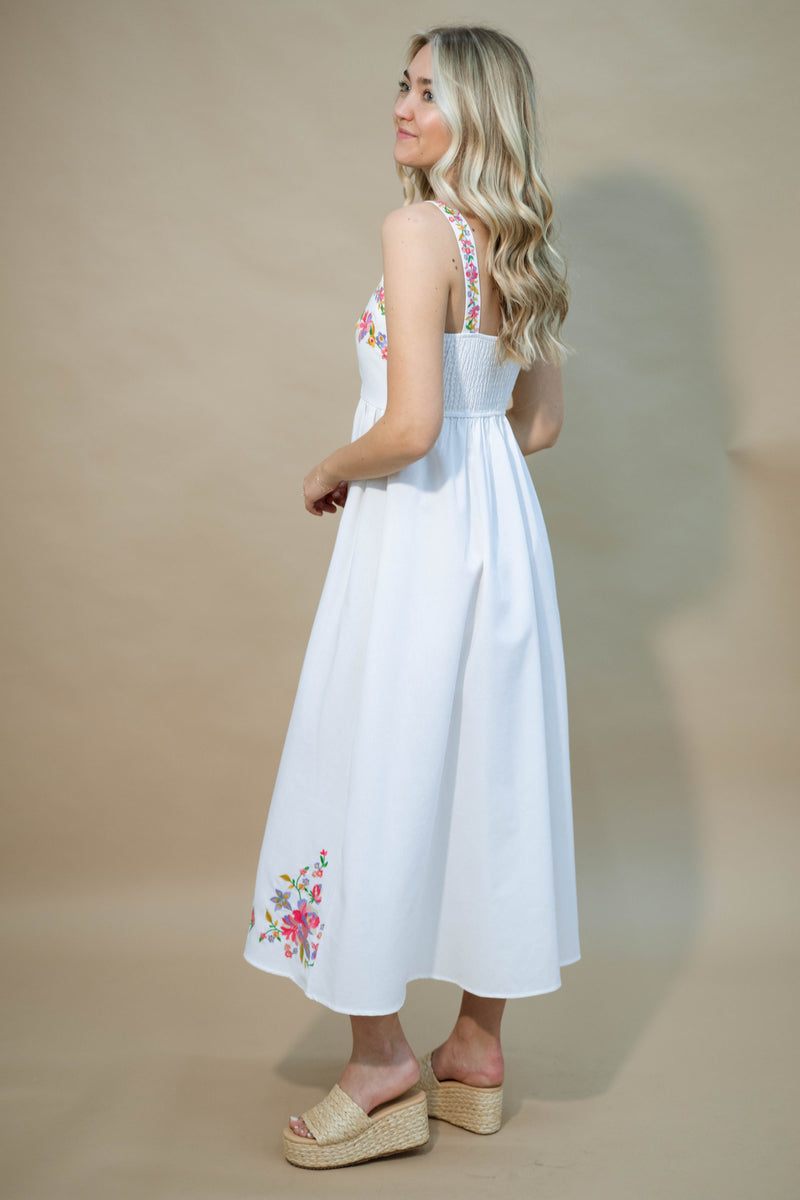 Square neck cottagecore white dress