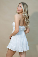 Strapless smocked cottagecore white dress