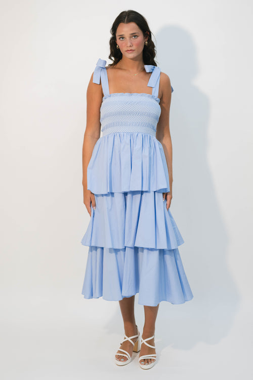 Cottage-core midi dress blue