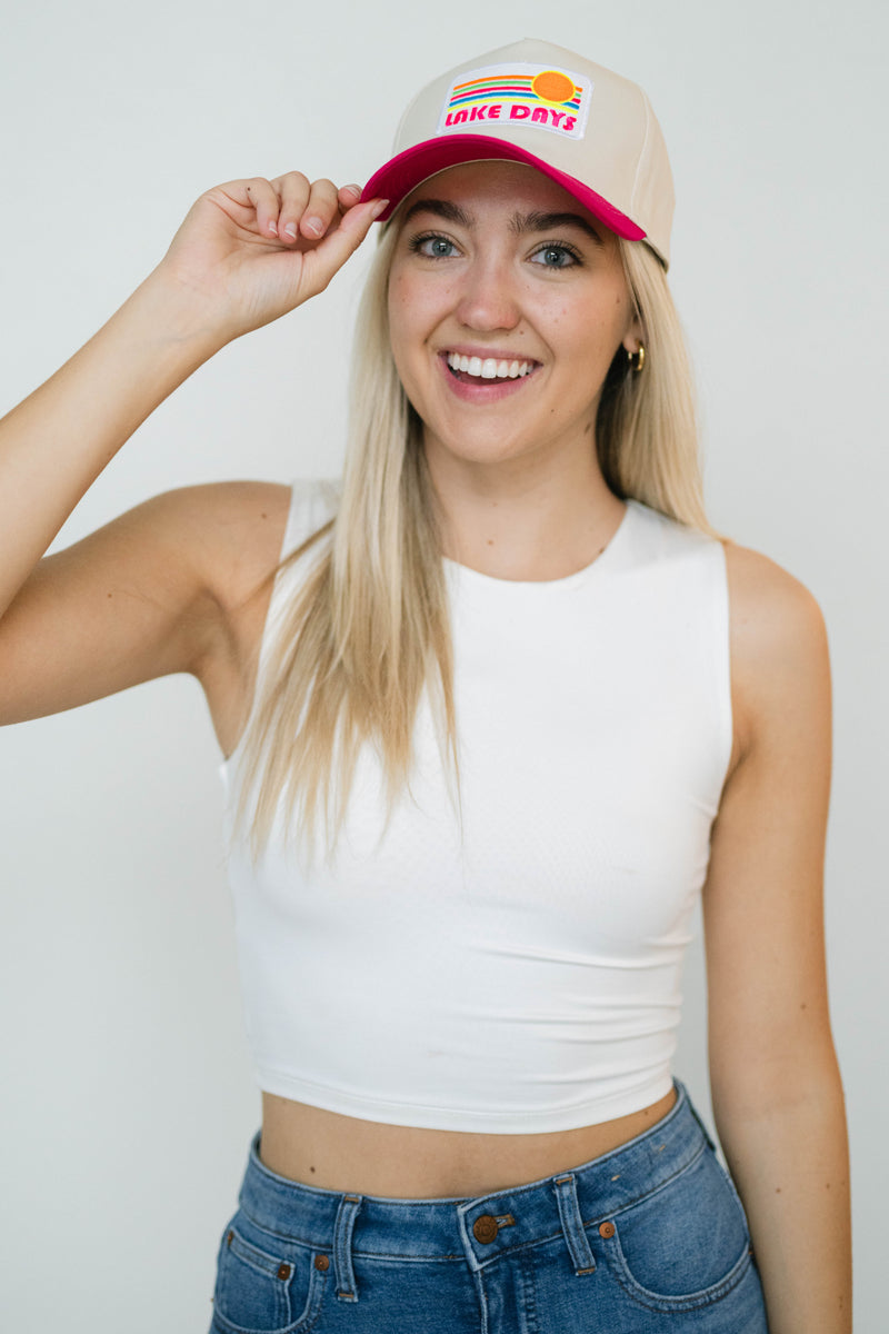 cute summer vacation trucker hat