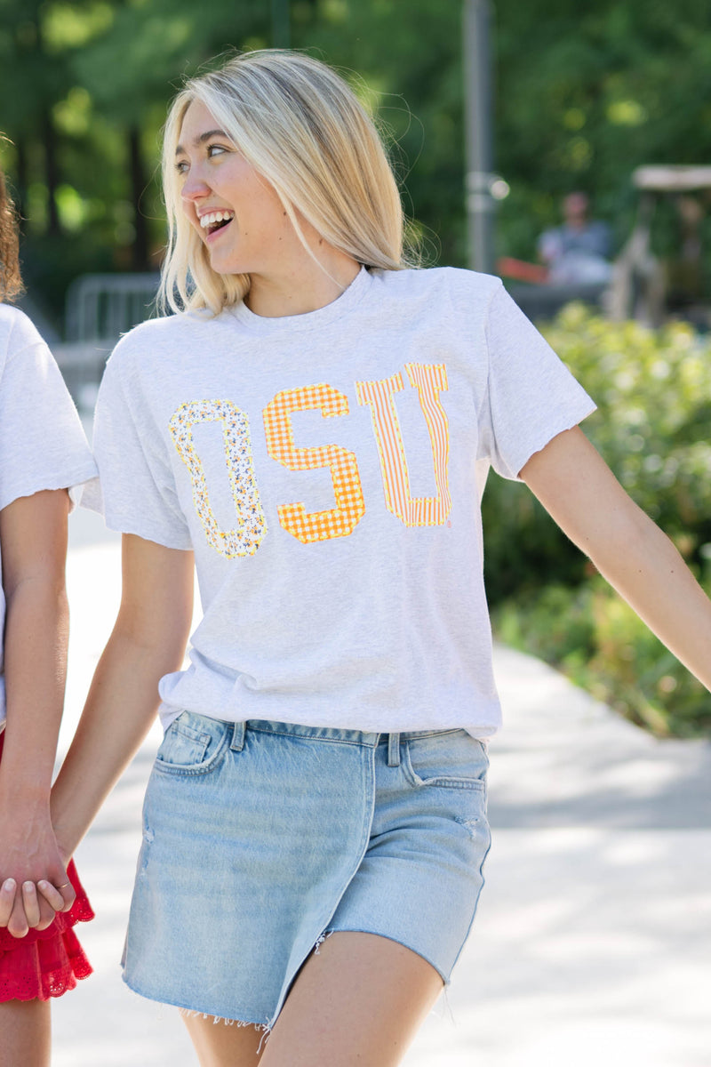 OSU Floral Checkered Thrifted Tee