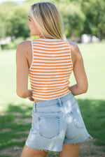 Vintage orange striped sleeveless top