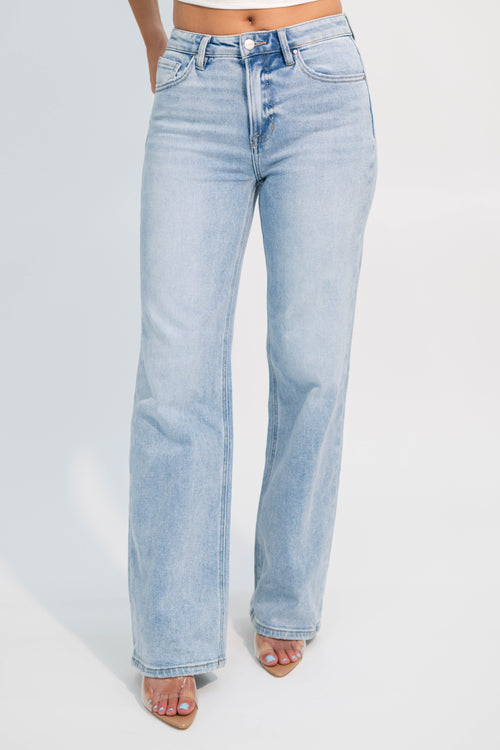 Light wash high rise straight jeans