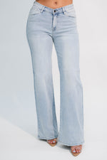 Light wash wide leg jeans mid rise