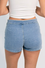 Light blue denim skort casual