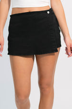everyday black denim skort