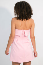 pink feminine structured A-line mini dress