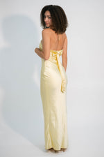 soft golden satin event dress
