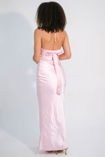 pink silky halter dress for events