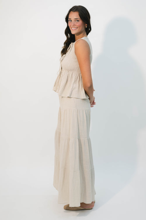 Bohemian lace-up two piece set