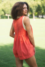 Boho orange romper for fall