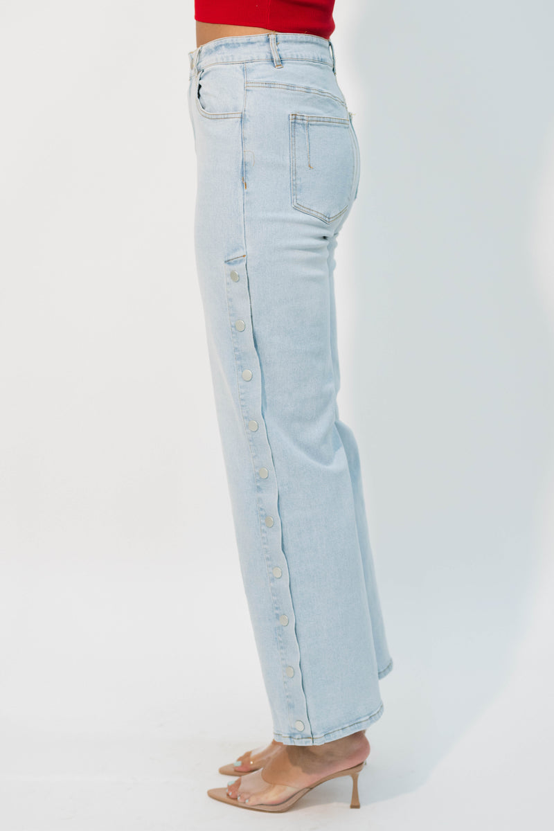 Light blue snap up jeans