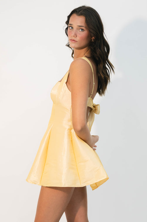 Butter yellow tie-back mini dress