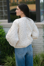 Floral Print Quilted Bomber Jacket