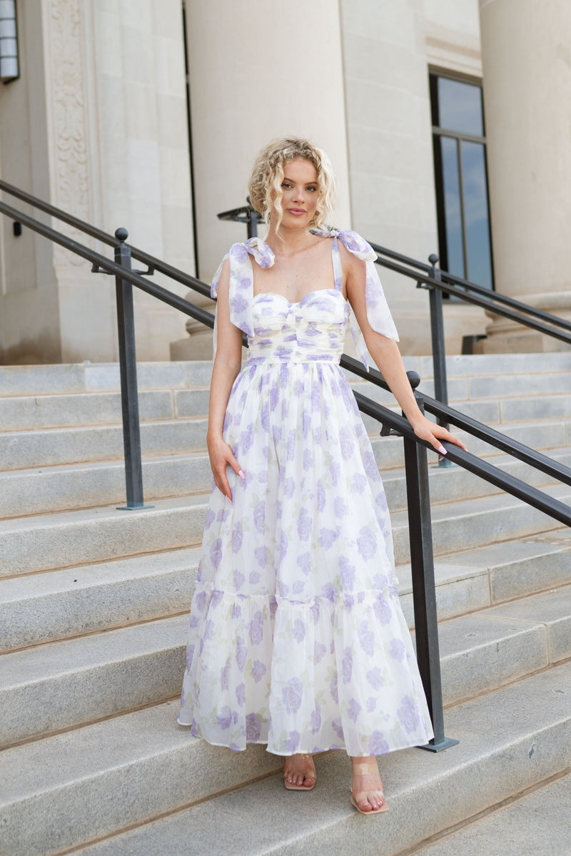 Polly Garden Midi Dress- Lavender