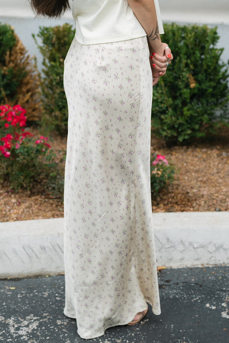 Everlee Floral Satin Maxi Skirt