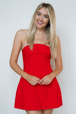 Cherry red tube dress summer
