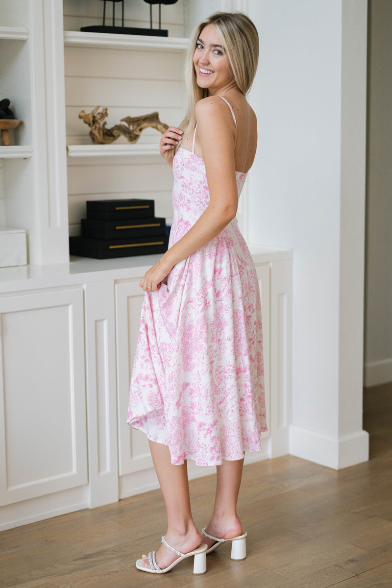 toile print summer tea party dress