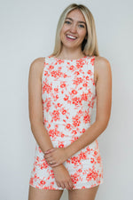 orange floral mini dress for summer