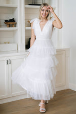 elegant long dress for engagement shoot