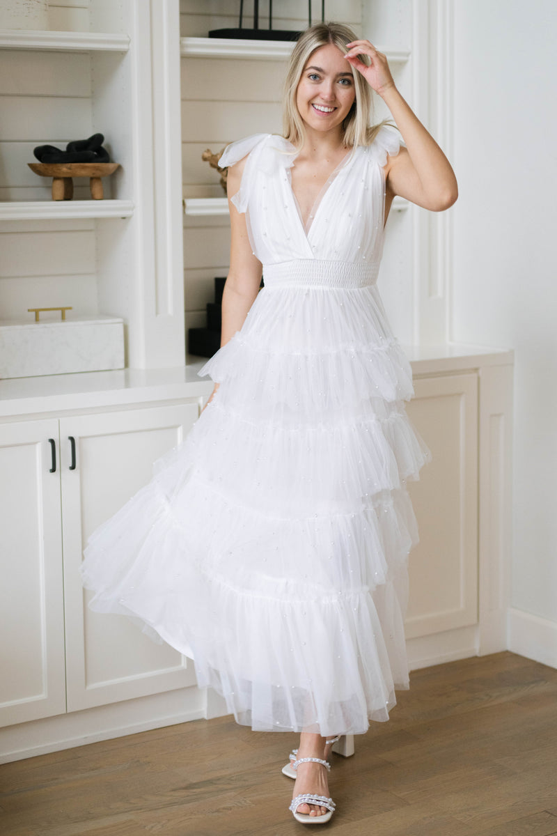 elegant long dress for engagement shoot