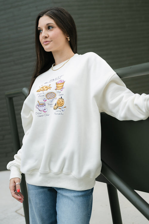 cozy ivory graphic sweatshirt women