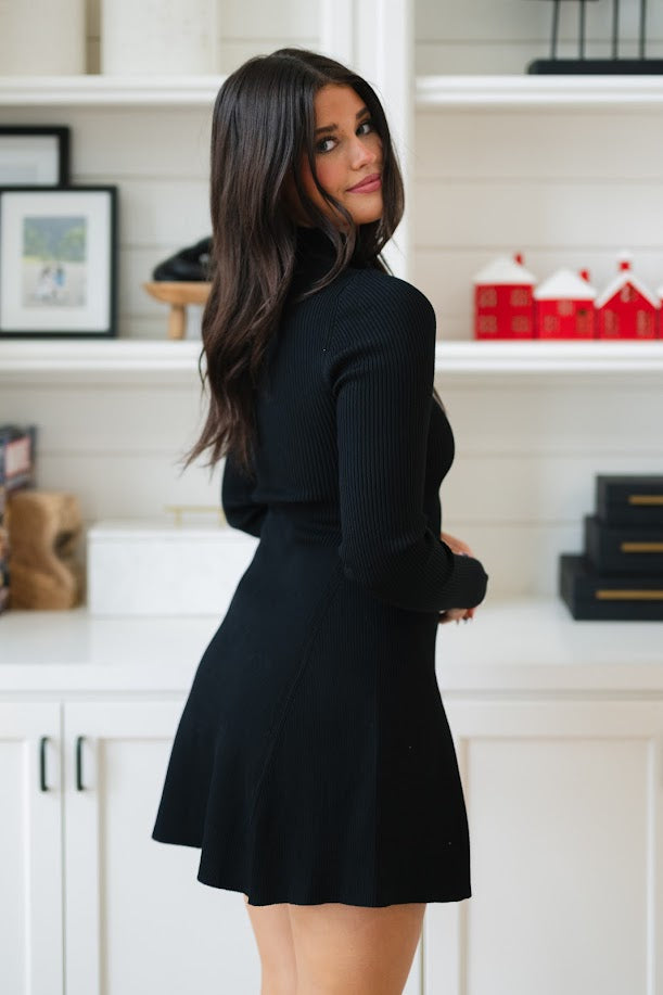 Arya Sweater Dress - Black - LOVE OKIE