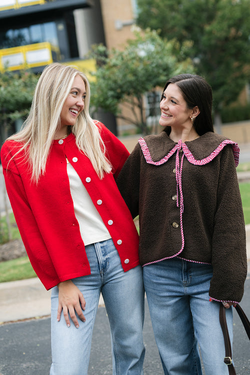 preppy fall cardigan outfit