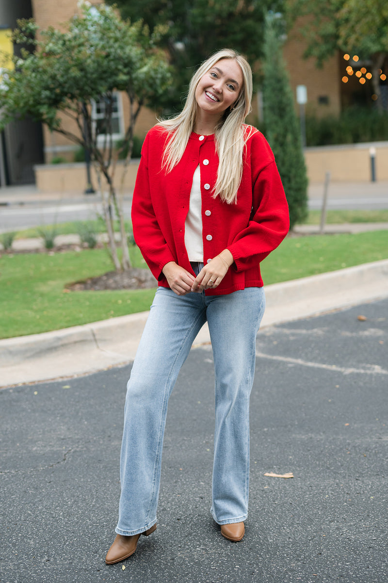 game day red cardigan OU