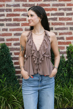 Dani Ruffle Top - Brown
