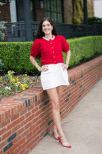 red holiday sweater top