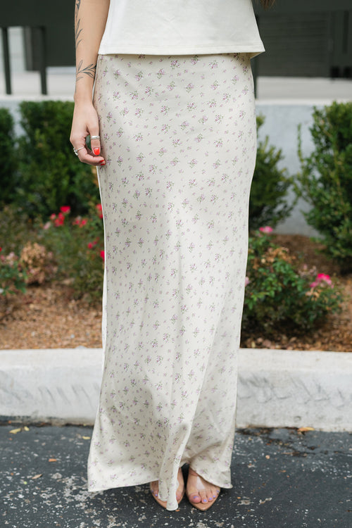 Everlee Floral Satin Maxi Skirt