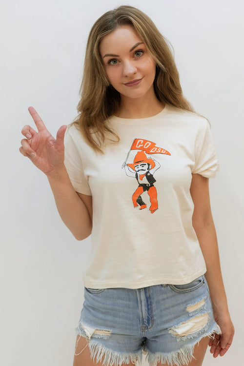 womens osu go poke mascot cropped tee