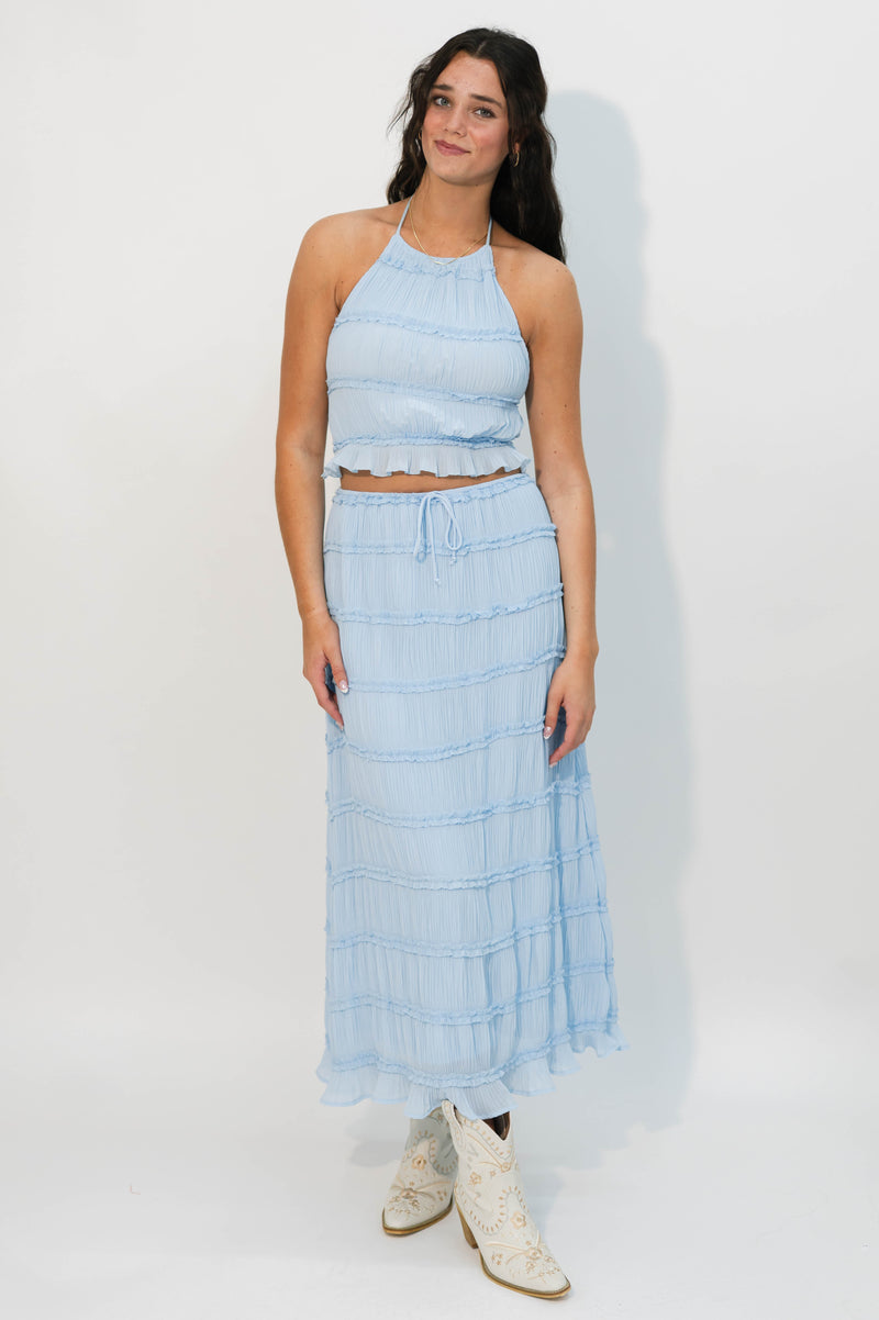 Mary Halter Top & Skirt Set - Blue