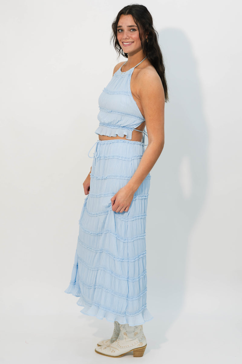 Mary Halter Top & Skirt Set - Blue