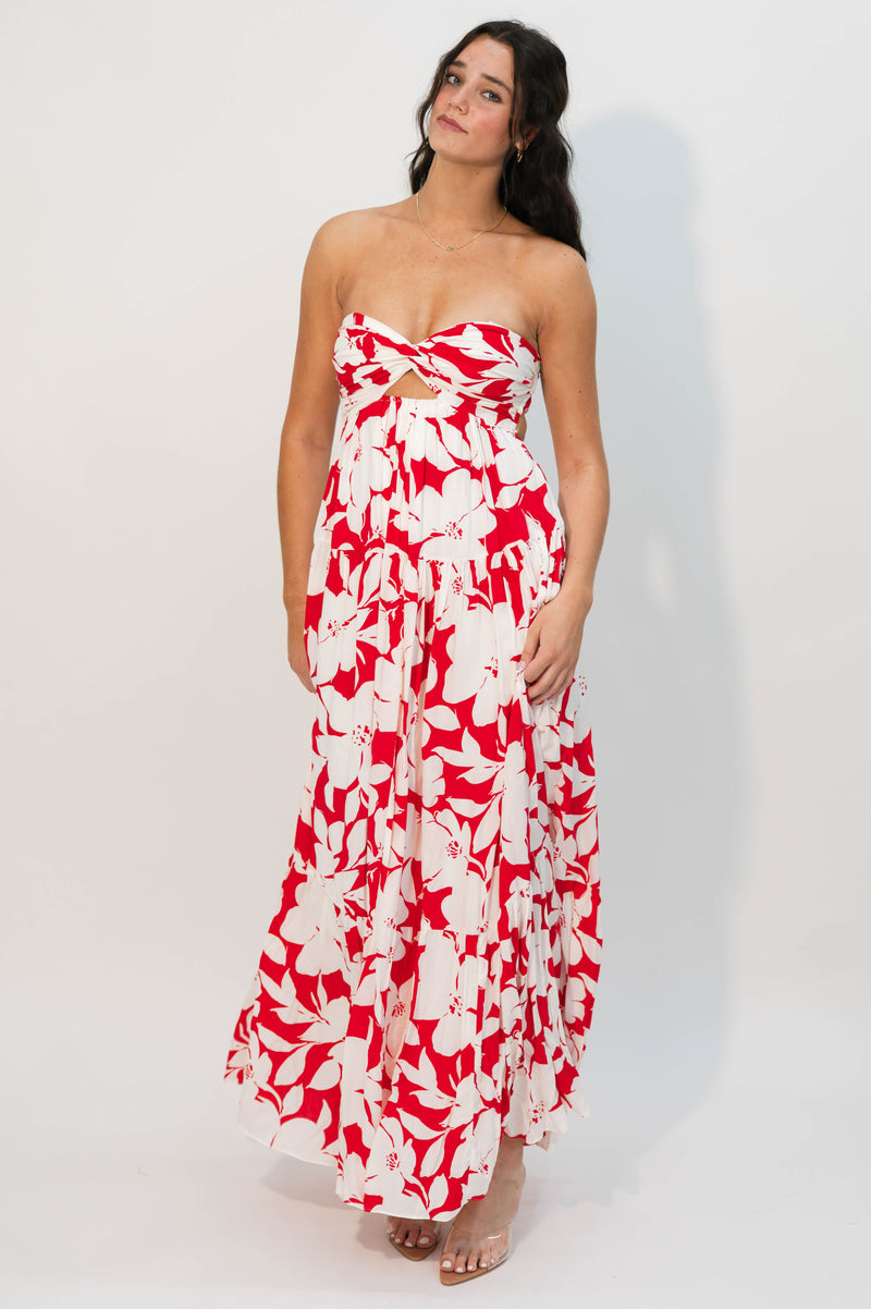 strappless maxi with front cutout