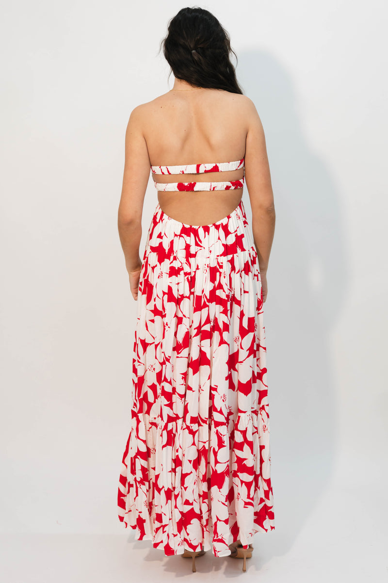 Tropical floral print summer maxi