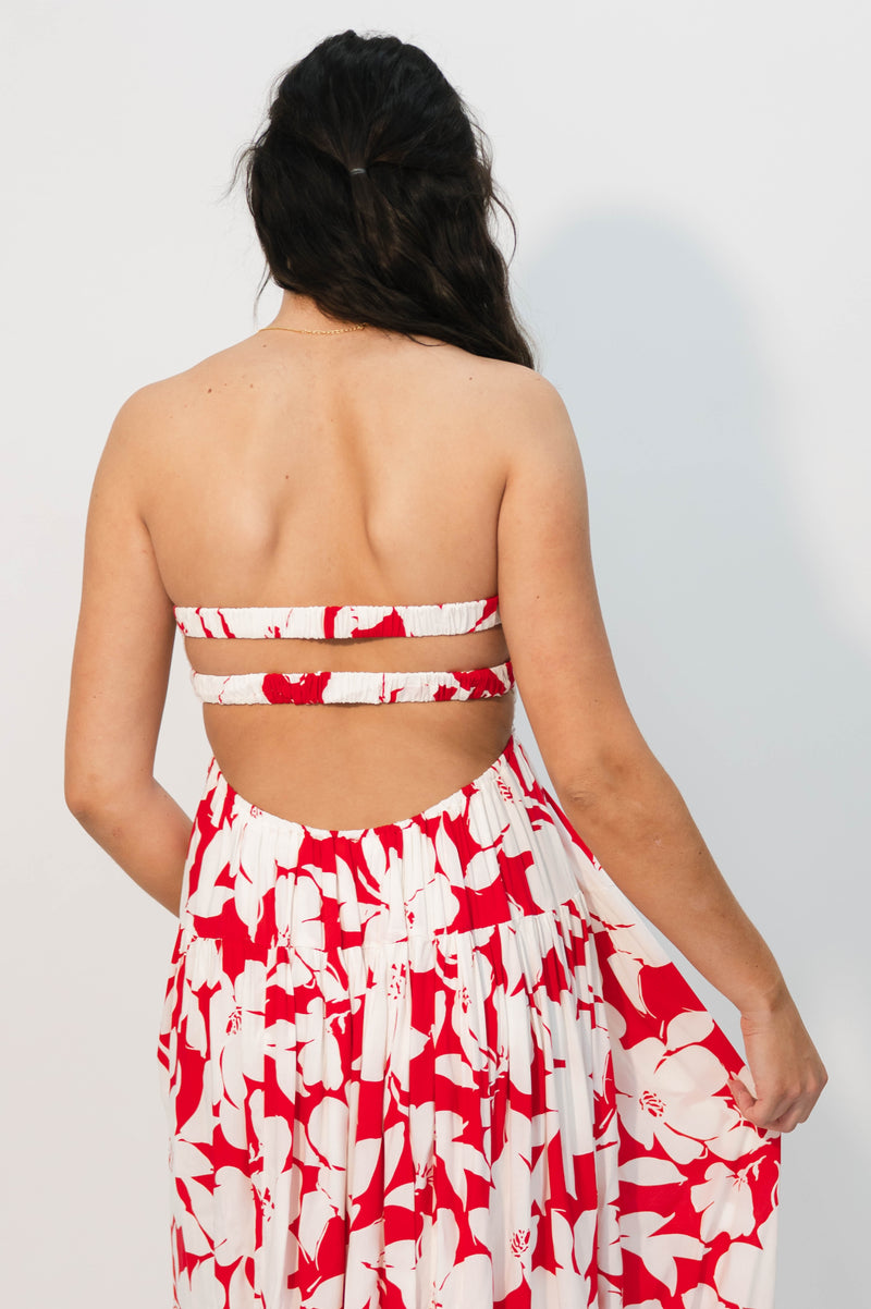 Vacation ready red floral dress