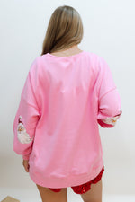 Santa Sequin Sweatshirt - Pink