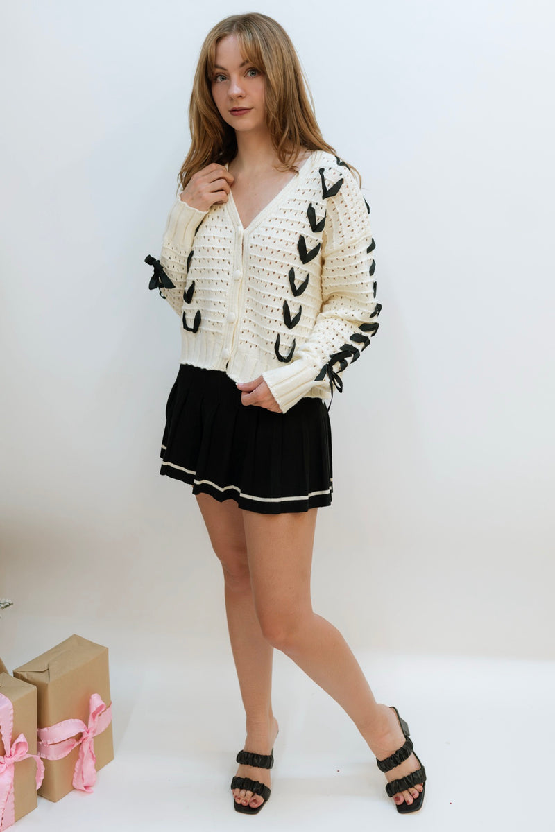 Sweet Crush Bow Cardigan - Ivory