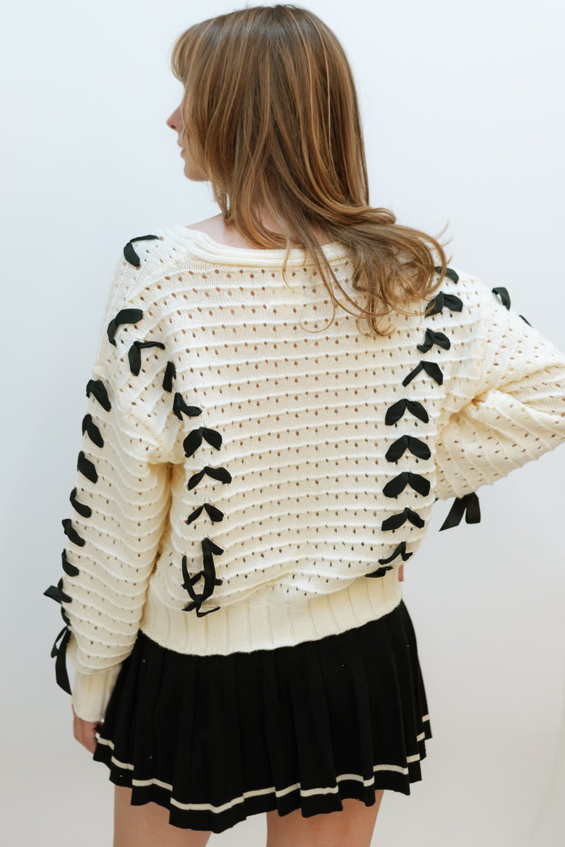 Sweet Crush Bow Cardigan - Ivory