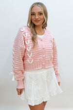 Sweet Crush Bow Cardigan - Pink