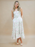 Vintage floral midi dress with belt