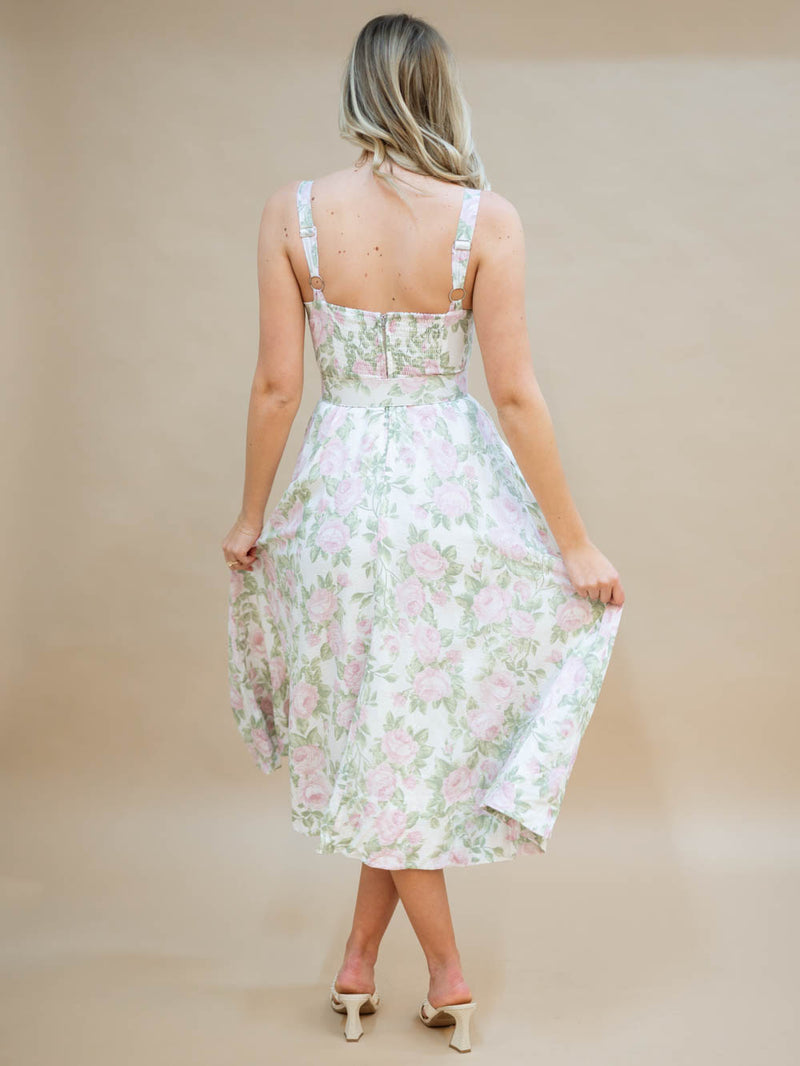 Vintage inspired rose print dress