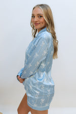 Satin Ribbon Pajama Top - Blue