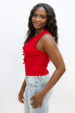 cute red sleeveless top for fall and christmas holiday season